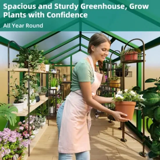 Greenhouses for Outdoors,Large Outdoor Greenhouse with Roof Vent and Heavy-Duty Aluminum Frame,  Walk-in Garden Greenhouse for Backyard, Patio, Lawn image {3}