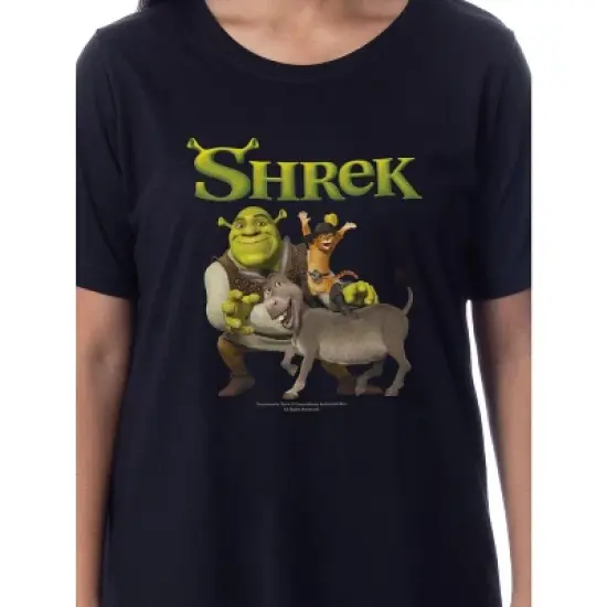 DreamWorks Shrek Womens' Donkey Puss in Boots Nightgown Sleep Pajama Shirt Black image {1}