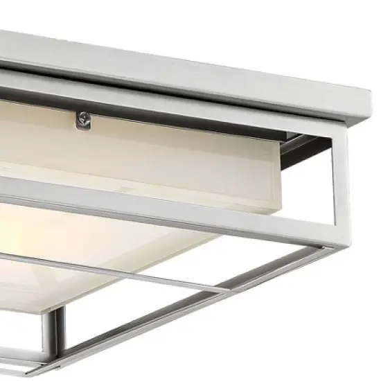 Possini Euro Design Radcliffe Modern Flush Mount Outdoor Ceiling Light Matte Nickel LED 4" Frosted Bonded Glass Damp Rated for Post Exterior Barn Deck image {2}