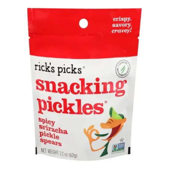 Rick's Picks Snacking Pickles Spicy Sriracha Pickle Spears - Case of 12/2.2 oz image {1}