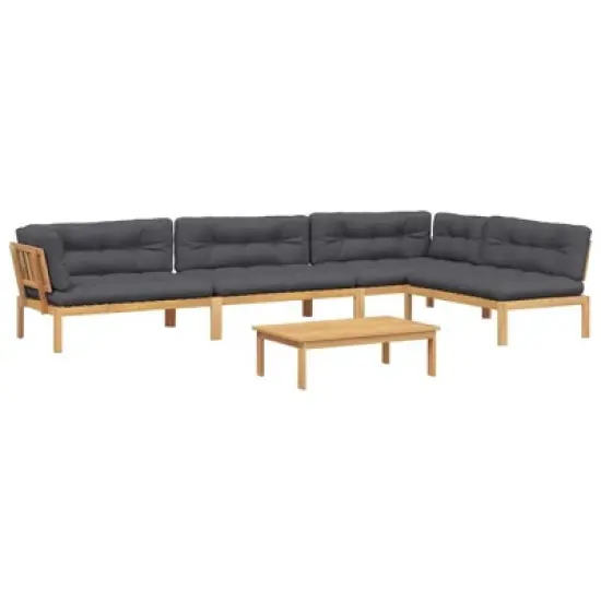 vidaXL Pallet Sofa Set Anthracite Solid Acacia Wood Extra Large Modular image {11}