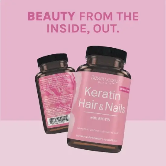 Reserveage Beauty Keratin Hair Booster with Biotin, Supports Healthy Thickness and Shine with Biotin, 60 Capsules (30 Servings) image {5}