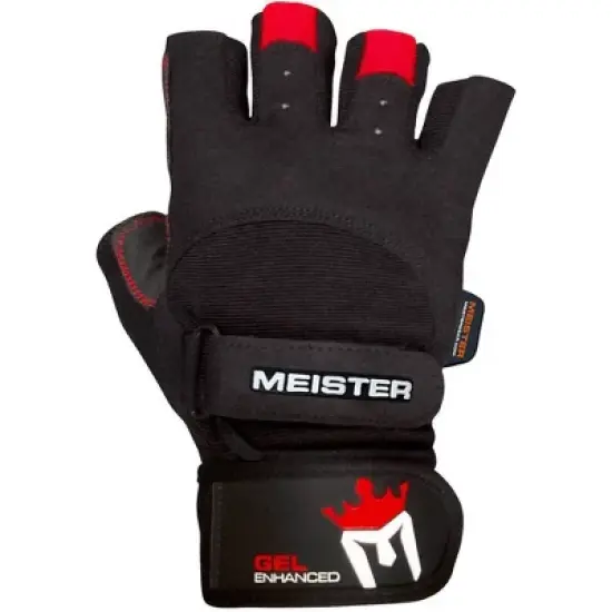 Meister Wrist Wrap Gel Weight Lifting Gloves - Black/Red image {1}