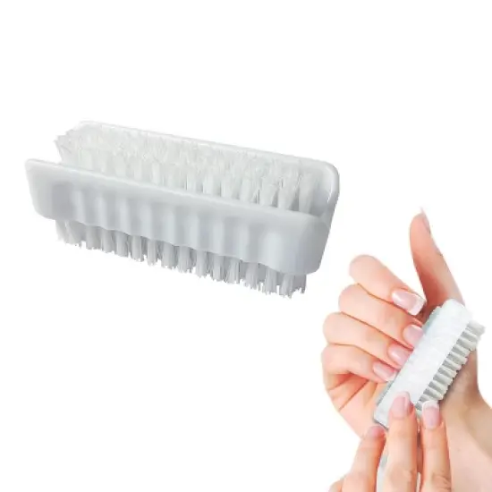 Lola Products "Classic" Hand & Nail Brush, 2 Sided - Soft & Stiff, Long-Lasting, Comfortable No-Slip Grip, Cleans Hands & Fingernails, White, 1 Pack image {4}