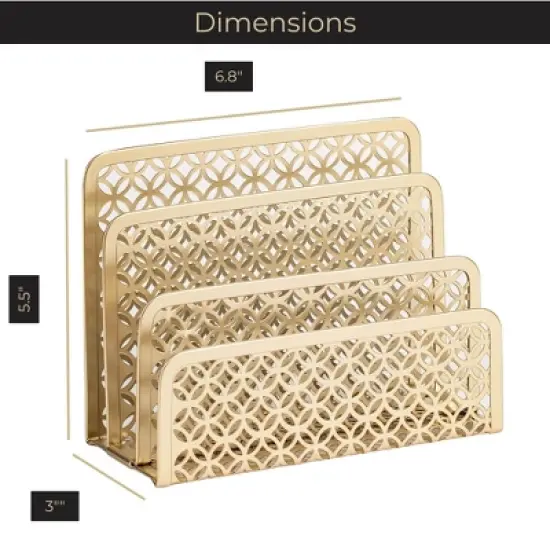 Blu Monaco Gold Desk Mail Organizer - Letter Holder and Bill Organizer for Desk - Gold Mail Storage and Letter Sorter image {5}