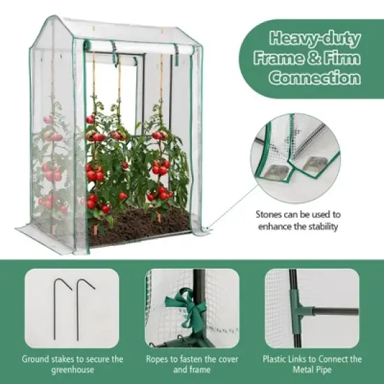 Costway 39'' x 32'' x 59'' Walk-in Garden Greenhouse Warm House for Plant Growing image {8}