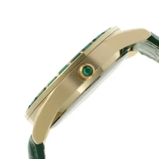 Peugeot Women's 40mm Green Boyfriend Watch with Baguette Crystals image {2}