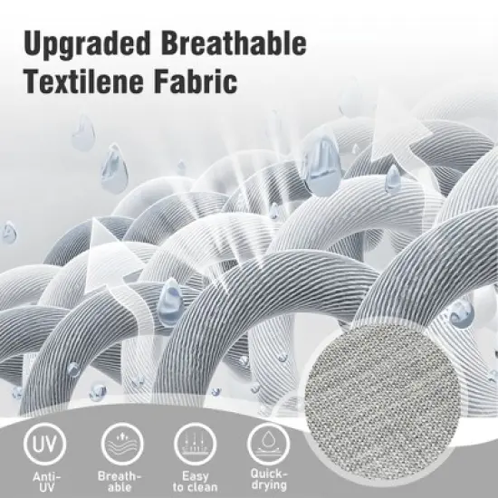 Captiva Designs 7pc Outdoor Patio Rectangle Metal Dining Table & Grayish Brown Textilene Swivel Chairs image {9}