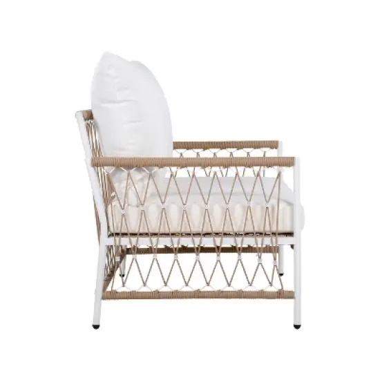 FIONECA 3-Piece Bohemian Outdoor Lounge Set &uml;C 2 Rope-Woven Chairs & Glass-Top Table with Waterproof Cushions, Patio/Garden/Poolside image {8}