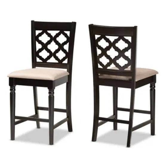 2pc Ramiro Wood Counter Height Barstools - Baxton Studio image {7}