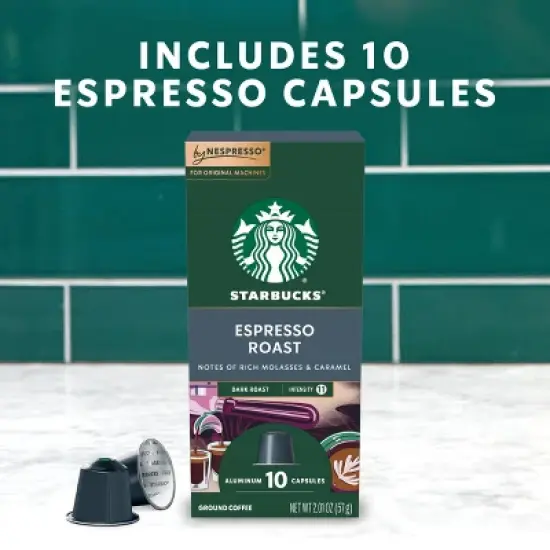 Starbucks by Nespresso Original Line Pods Dark Roast Coffee Espresso Roast - 10ct image {3}