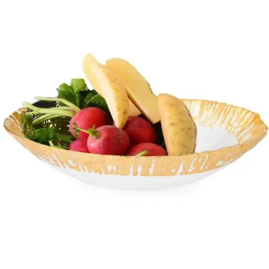 Classic Touch Gold Oval Shaped Scalloped Bowl image {1}