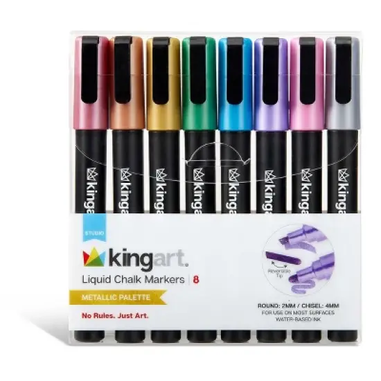 KINGART Liquid Chalk Markers, 8 Metallic Colors image {6}