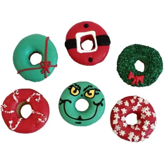 Christmas Donuts Dog Treats- Set of 6- Wreath, Santa, Present & More! image {3}