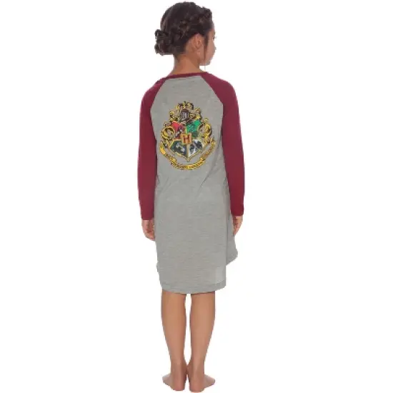 Harry Potter Long Sleeve Hogwarts Raglan Night Gown Grey image {1}