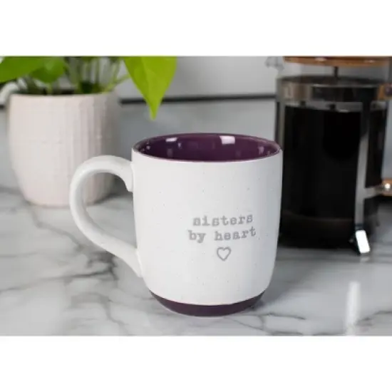 Elanze Designs Sisters By Heart Speckled Purple 13 ounce Ceramic Coffee Mug image {4}