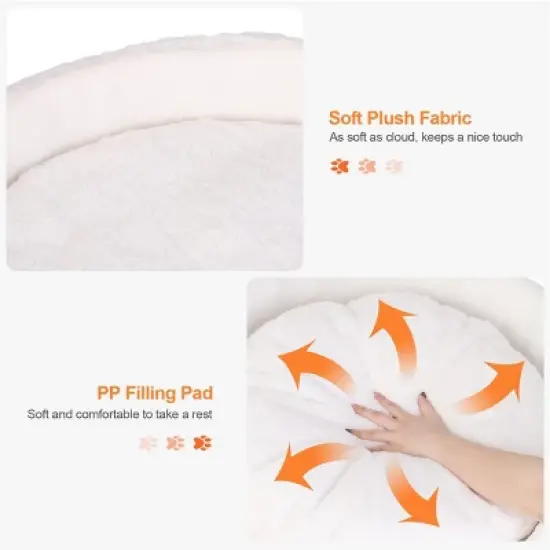 16-24" Elevated Pet Cat Sofa Chair Bed Round Small Dog Couch with Removable Waterproof Mat & Wooden Legs for Puppy Kitten Sleep image {4}