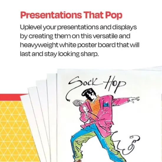 School Smart Poster Boards, 22 x 28 Inches, 8-Ply Thickness, White, Pack of 25 image {4}