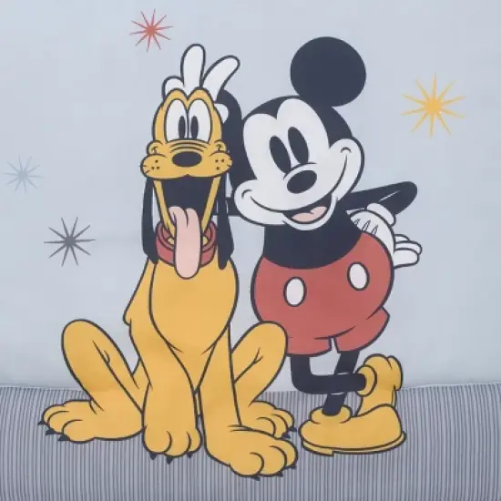 Disney Mickey and Friends Blue, Oatmeal, and Red 3 Piece Nursery Mini Crib Bedding Set - Comforter and Two Fitted Mini Crib Sheets image {4}