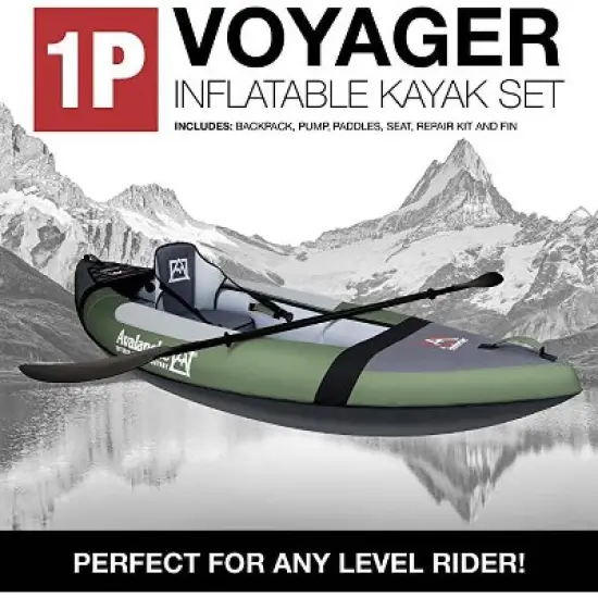 Avalanche Voyager 1P Inflatable Kayak Set - Green image {3}