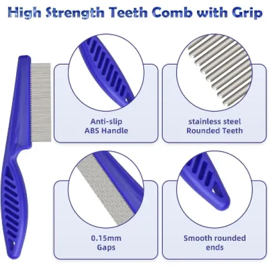 Flea Comb for Cats Dogs, 6 Pack Pet Lice Comb Set Pet Grooming Pets for Small, Medium & Large Pets image {1}