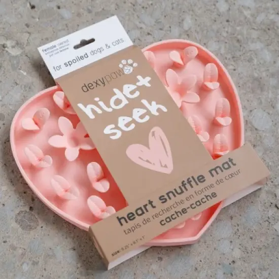 Dexypaws Enrichment Snuffle Mat: Blush Pink Heart - Textured Dog Feeding Pad image {5}