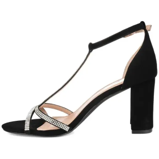 Journee Collection Womens Denali Open Toe Mid Block Heel Pumps image {1}