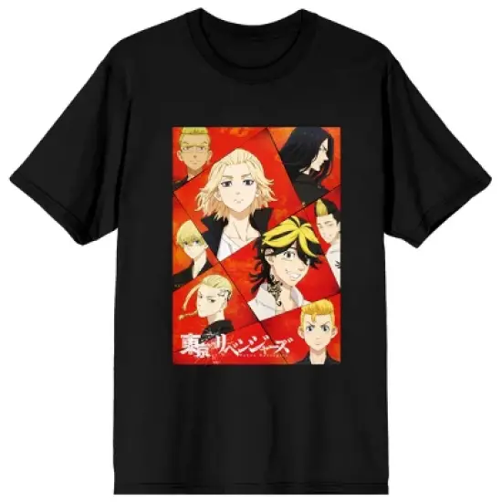 Tokyo Revengers Character Collage Key Art Crew Neck Short Sleeve Women's Black T-shirt image {5}