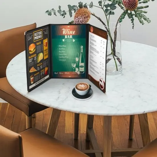 WeChef 30 Packs Restaurant Menu Covers 8.5 x 11" Triple Fold 3 Pages 6 Views Black image {2}
