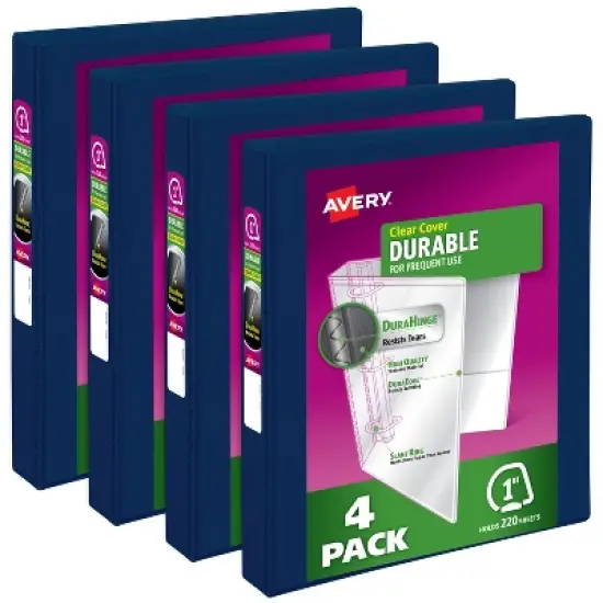 Avery 1" Durable View 3 Ring Binders, Slant Rings, 220-Sheet Capacity, Blue, 4 Pack (17705) image {7}