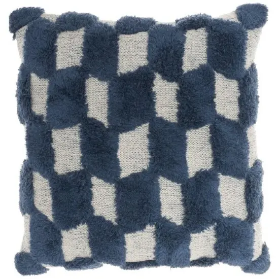 18"x18" Tufted Diag Checkers Square Throw Pillow - Nicole Curtis image {6}