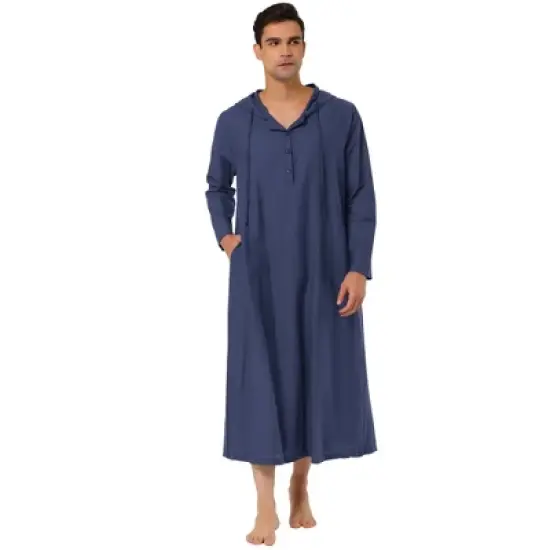 Lars Amadeus Men's Nightshirt Long Sleep Shirt Hooded Loungewear Nightgown Pajamas image {6}