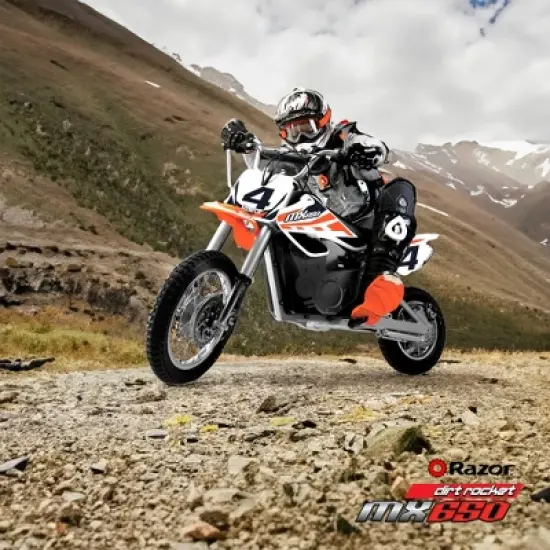 Razor MX650 Dirt Rocket Bike Electric Ride-On for Age 16+, 220lb Weight Capacity, Orange &ndash; 36V Battery, Up to 17 Mph, 40-Min Run Time, Pneumatic Tires image {3}