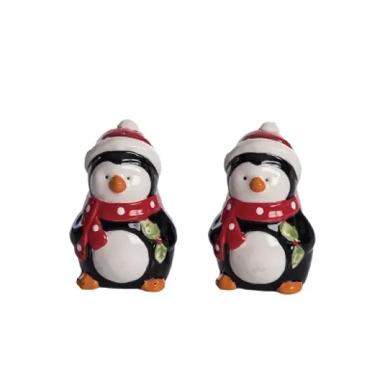 Transpac Ceramic Penguin Salt and Pepper Shaker Set Multicolor Christmas Tabletop Decor Gift for Holiday Dining image {1}