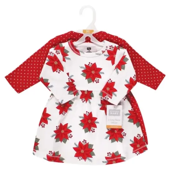 Hudson Baby Infant and Toddler Girl Cotton Dresses, Poinsettia Dot image {1}