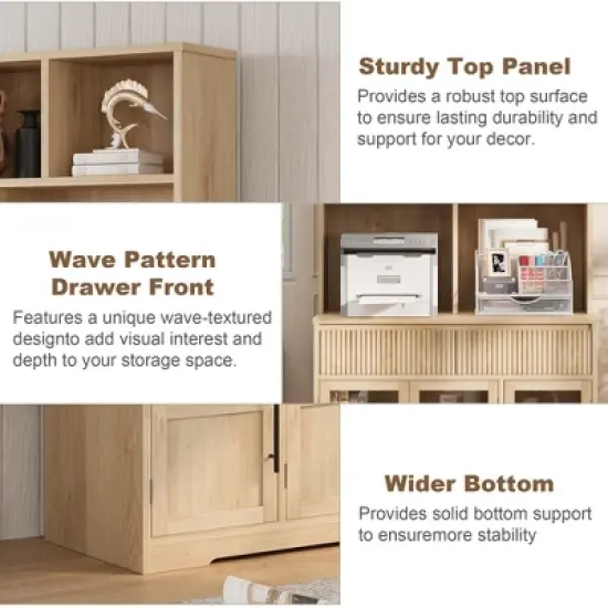 60'' Kitchen Pantry Cabinet, Tall Pantry Storage Cabinet, Farmhouse Kitchen Hutch with Storage Drawers for Living Room, Dining Room image {4}