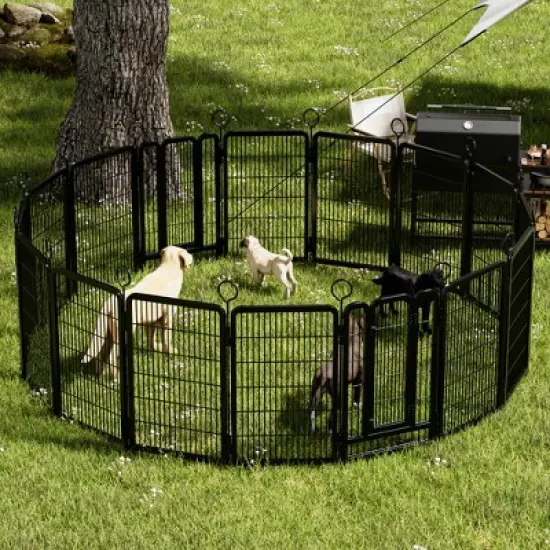 KTMBDW 16 Panels Heavy Duty Metal Playpen with Self-Locking Gate, Extra Tall 40" Dog Fence Pet Exercise Pen for Outdoor and Indoor-Large Dogs, Black image {2}