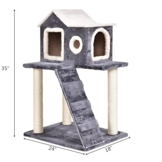 Costway 36'' Cat Tree Kitten Activity Tower Furniture Room Condo Scratching Posts Ladder image {7}