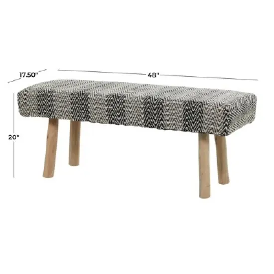 Bohemian Wood Cotton Upholstered Bench - Olivia & May image {5}