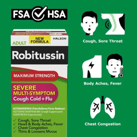 Robitussin Maximum Strength Multi-Symptom Cold Relief Liquid - Dextromethorphan - 8 fl oz image {7}