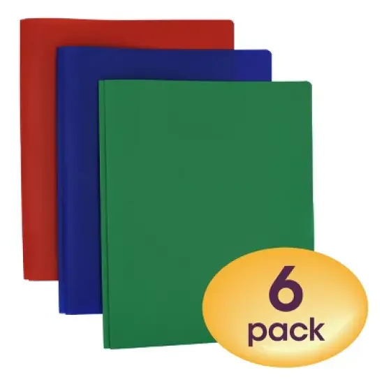 Smead Poly Two-Pocket Folder with Tang Style Fasteners, Letter Size, Assorted Colors, 6 per Pack (87745) image {4}