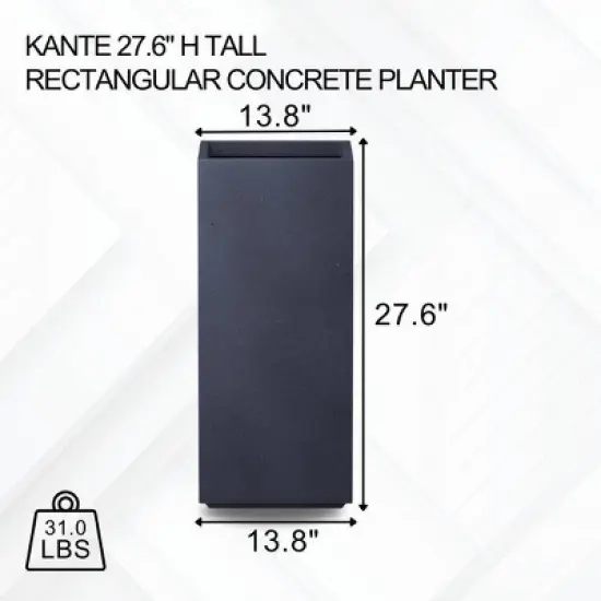 Rosemead Home & Garden, Inc. Rectangular Concrete Outdoor Planter Pot Black 13.8"x13.8" image {5}