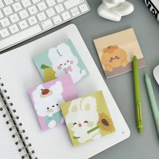 Wrapables Cute and Funny Animal Sticky Notes, Adhesive Memo Notepads for Home, Office, Work, Bunny and Kitty 4pc image {5}