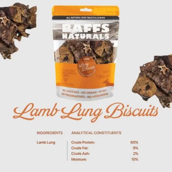 BAFFS NATURALS All-Natural Premium Lamb Lung Biscuits &ndash; 2 Pack (4oz Each) image {4}