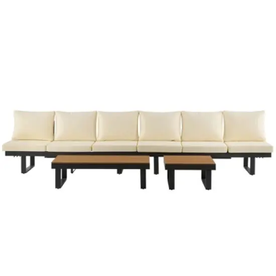 Outdoor Modular Sectional Sofa Set with Coffee Table, Side Table, and Adjustable Reclining Seats image {4}