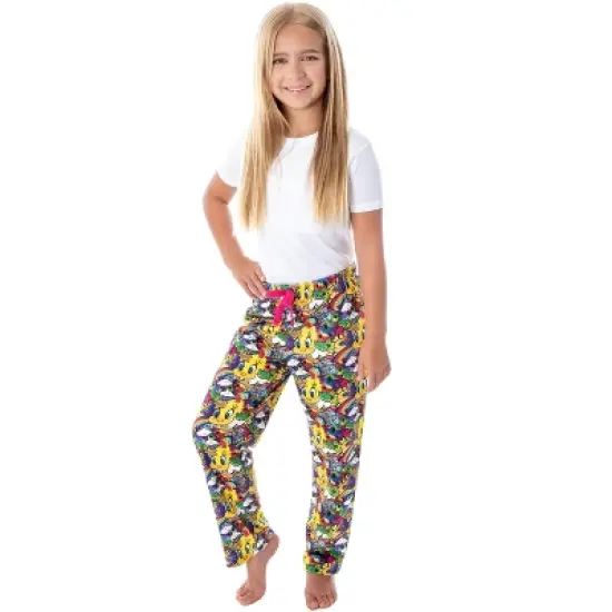 Looney Tunes Girls' Tweety Bird Pattern Velvety Soft Lounge Pajama Pants Multi image {2}