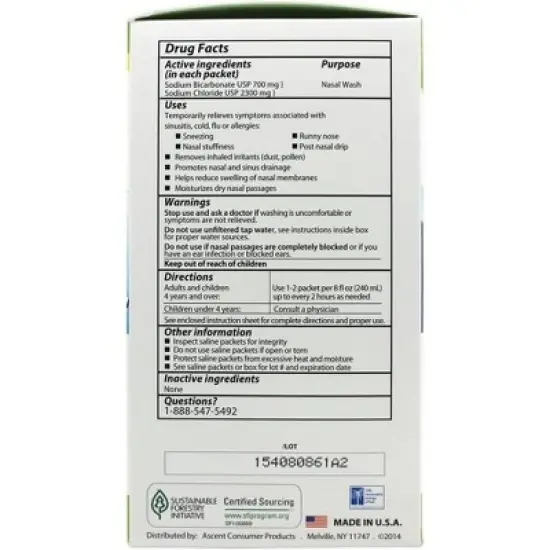 Sinucleanse Refill Saline Packets Solution 60ct image {2}