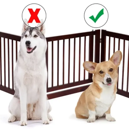 Costway Folding Free Standing 3 Panel Wood Pet Dog Safety Fence image {4}