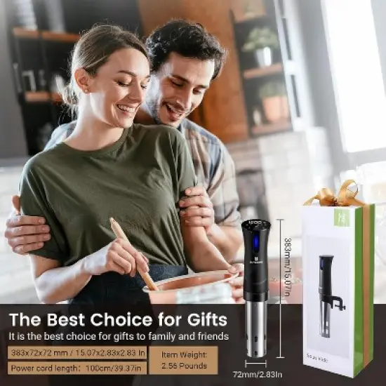 Blitzhome Smart Sous Vide Precision Cooker - 1100W Ultra-Quiet, Precise Temperature, 15L Capacity image {8}