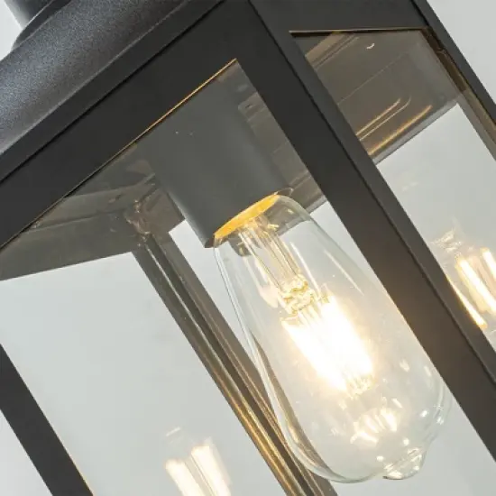 ALOADECOR 1 Light H16 in. Farmhouse Outdoor Wall Lantern with Motion Sensor in Matte Black Modern Wall Sconce with Clear Glass for Courtyard image {5}